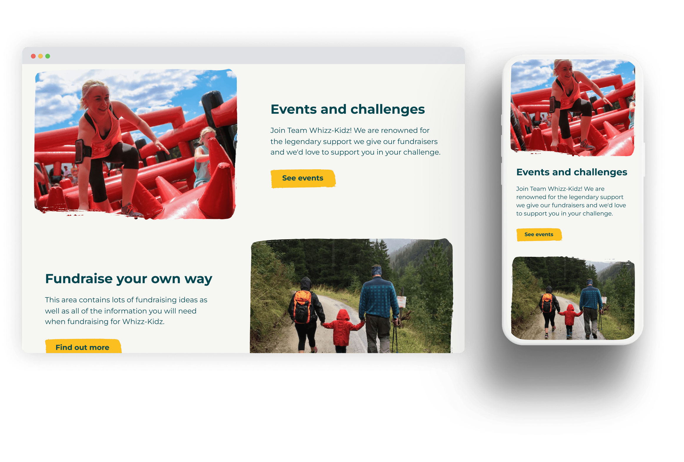 The Whizz Kidz website shown on both desktop and mobile